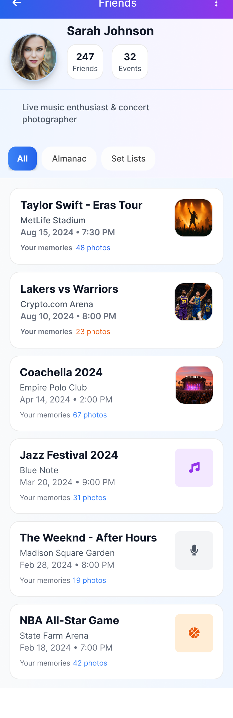 Friend profile screen